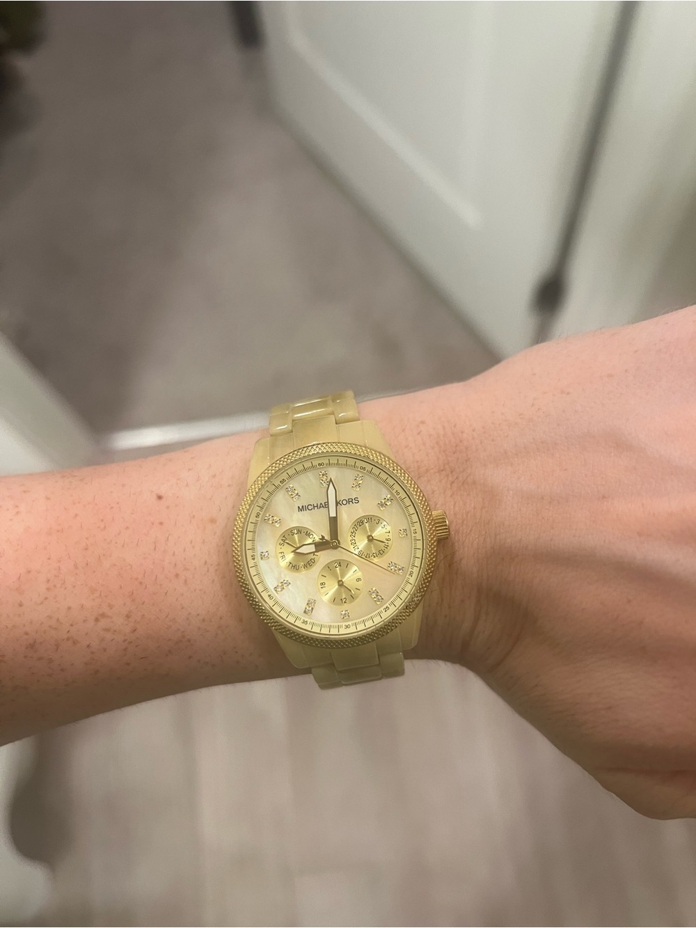 Michael Kors Gold-Tone Crystal Accent Chronograph Bracelet Watch